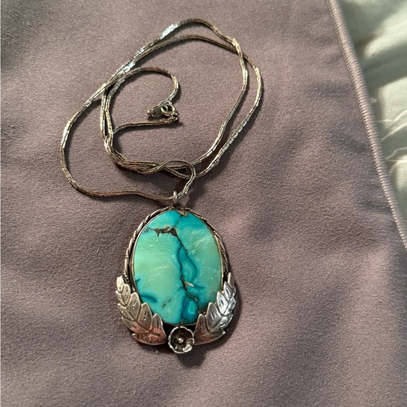 SOLD  sterling silver turquoise necklace - Picture 3 of 3